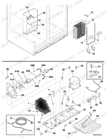 Взрыв-схема холодильника Frigidaire GPSZ28V9CS1 - Схема узла Cooling system 017